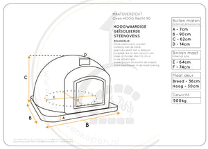 Pizzaoven Terra Alu 90 geïsoleerd hoog